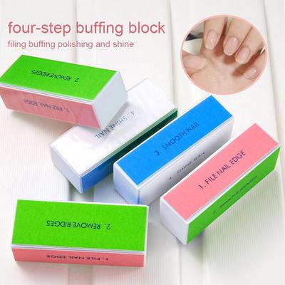 6/12pcs Nail Buffer Block 4 Step Colorful Buffing Block Shine Polishing Nail File Manicure Sanding Tools Kit Grind Natural Nails