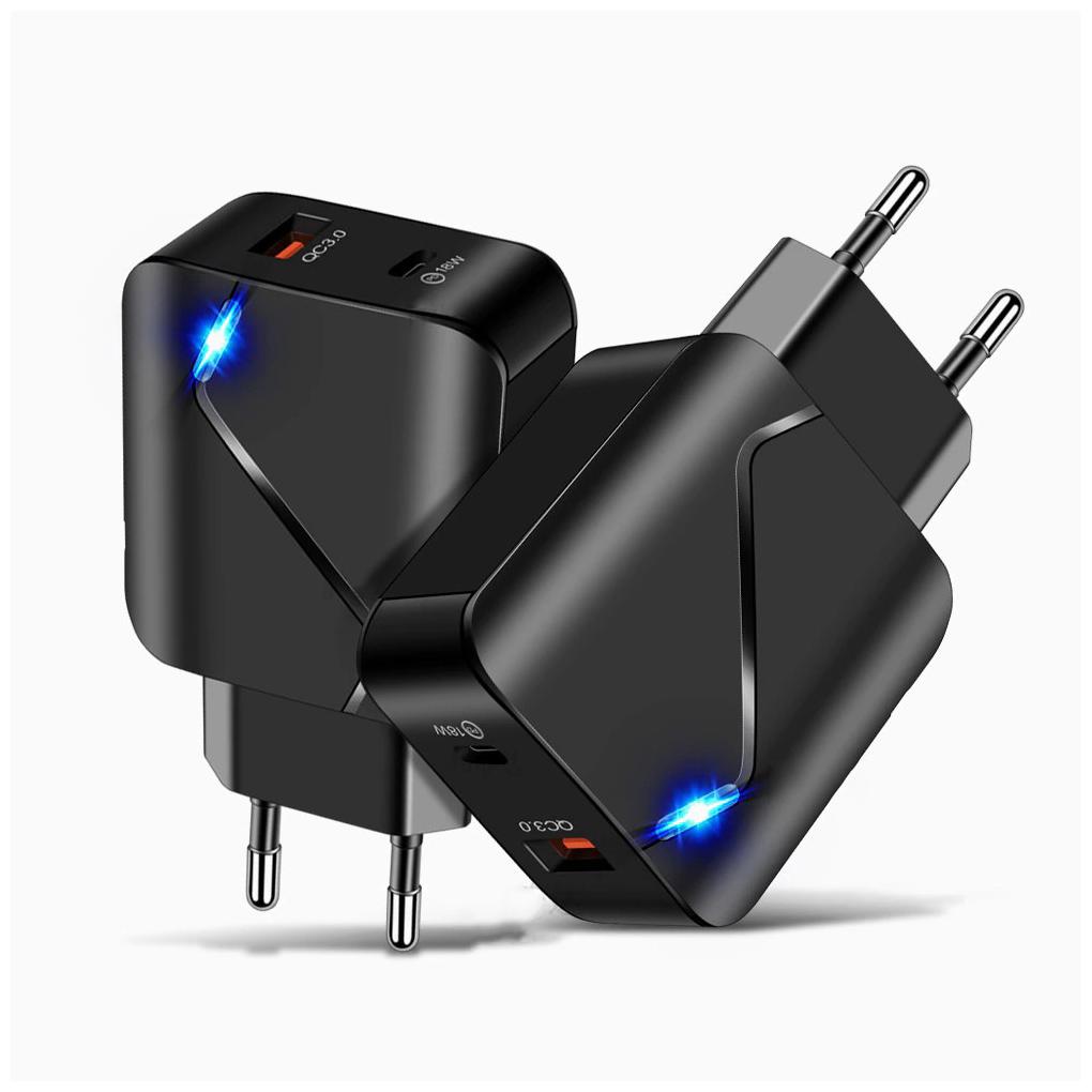 Fast Charger 3\.0 2 Port QC3\.0 Fast Charging For Tablet Smart Phone LED Lighting Adapter