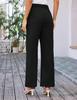 2025 Women's High Waist Wide Leg Stretch Trousers with Pockets - Formal Casual Pants