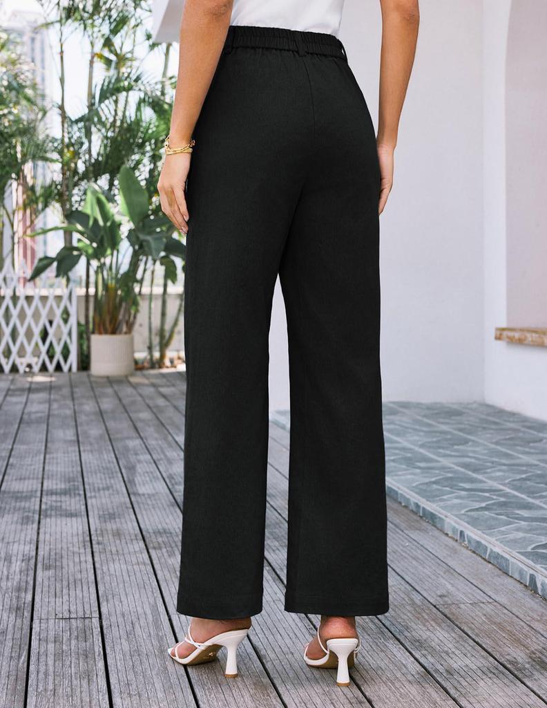2025 Women's High Waist Wide Leg Stretch Trousers with Pockets - Formal Casual Pants