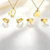 Love Earrings Necklace Set Fashion Sweet Necklace Cut Stainless Steel Jewelry Set Women