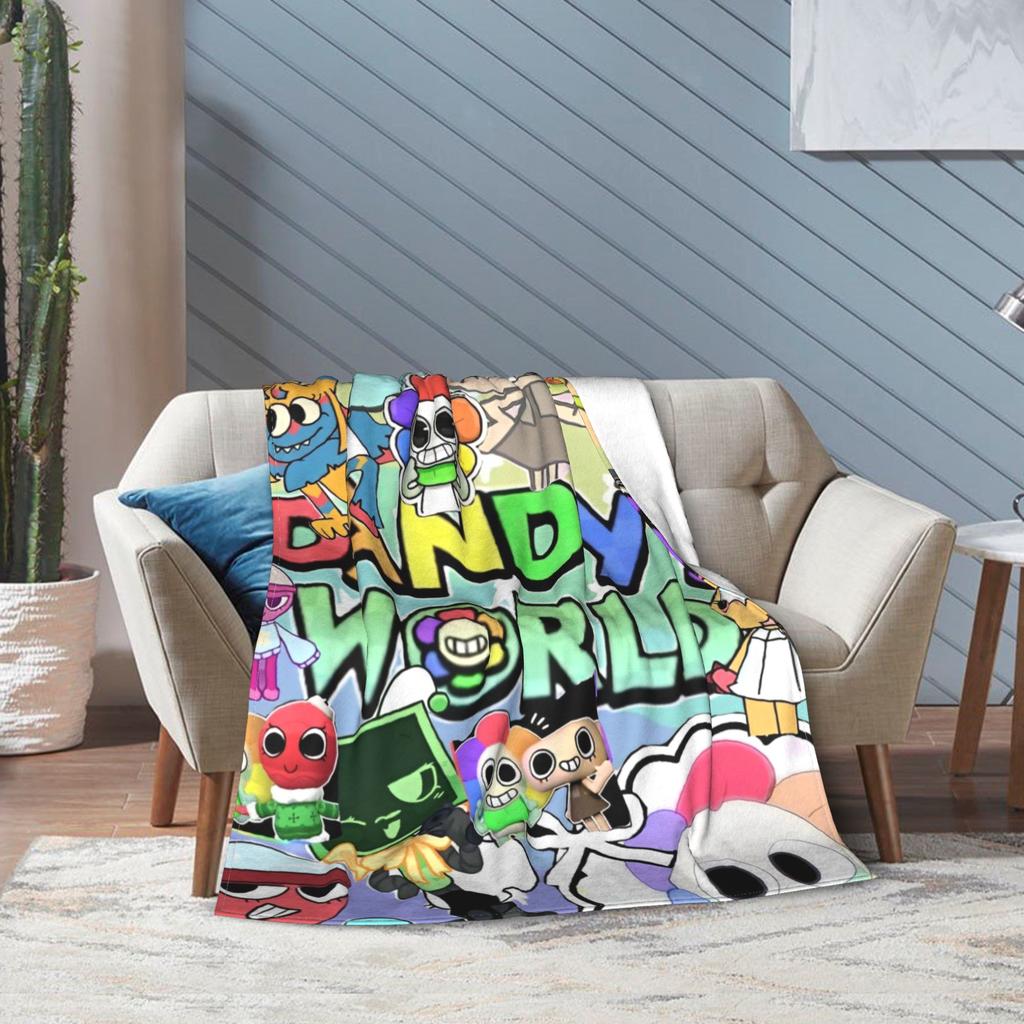 Tecknad Dandy Astros Dandys Värld Spelfilt Multi-storlek Mjuk Luddig Plysch Pläd för Soffa Soffa och Säng
