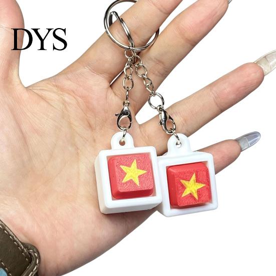 Tactile Mechanical Switch Clicker Five-Star Red Flag Keyboard Fidget Toy, 3D Printed Decompression Button Fun Desk Toy for Stress Reduction Keychain,