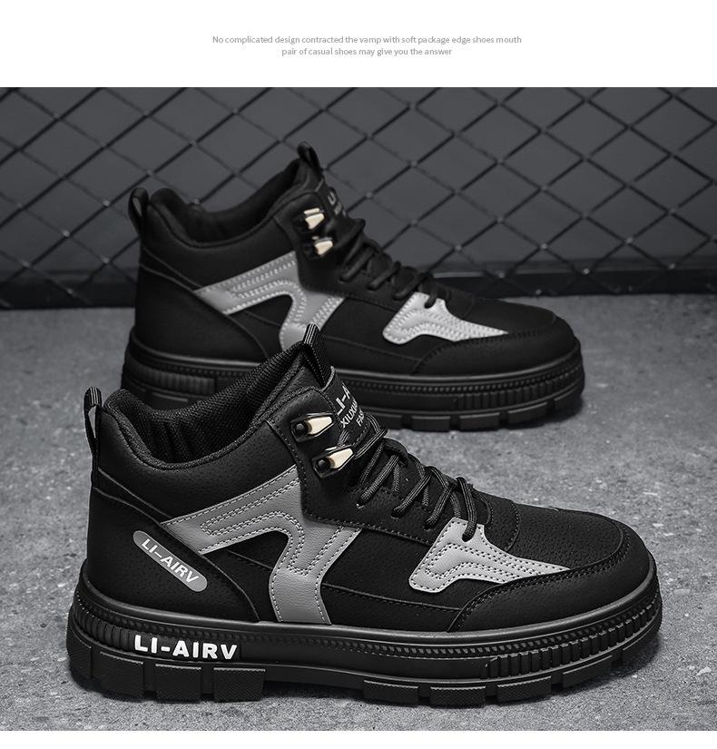 Pantofi sport casual de primăvară și toamnă 2024 pentru bărbați, versatili, cu gleznă înaltă și cizme de zăpadă cu talpă groasă