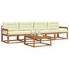 Outdoor Sofa Set with Cushions 5 pcs Natural and Cream