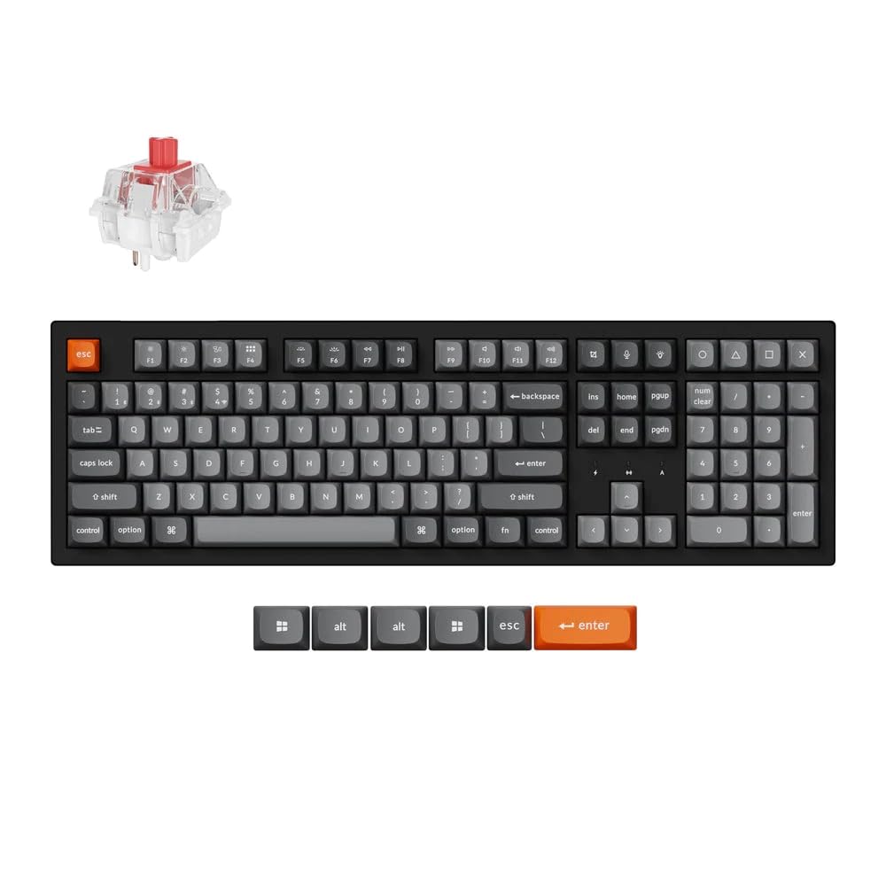 

K10 Max QMK Wireless Custom Mechanical Full LED Swap Windows Linux Compatible Super Mechanical Red Axis []Keychron Keyboard, Size, 2.4GHz/Bluetooth