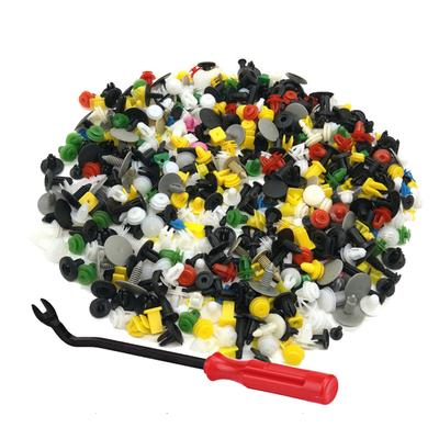 500pcs Color Random Mixed Rivets Car Fender Bumper Interior Panel Push Pin Clips Fastener Plier Car Panel Fastener with Tool