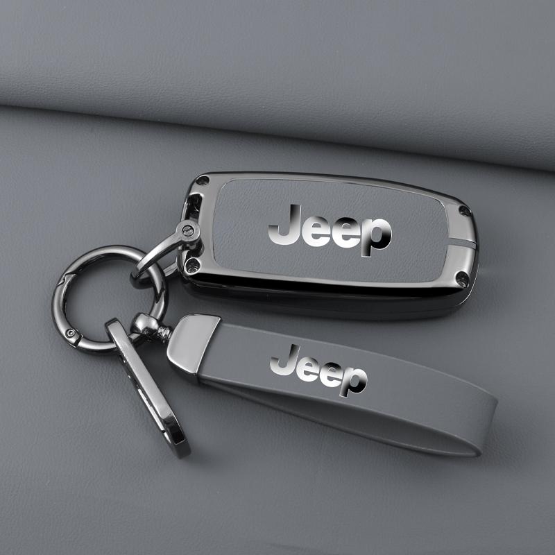 Zinc Alloy Leather Car Key Case Cover Shell For Jeep Renegade Wrangler Patriot Grand Cherokee WK2 KL Compass Liberty Accessories