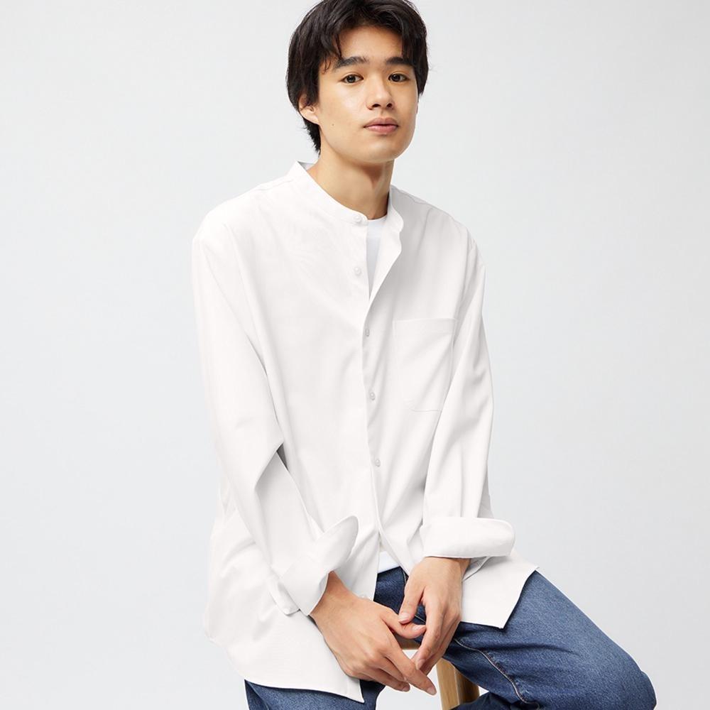 

Легкая в уходе рубашка с воротником-стойкой GU by Uniqlo, с длинными рукавами, SW