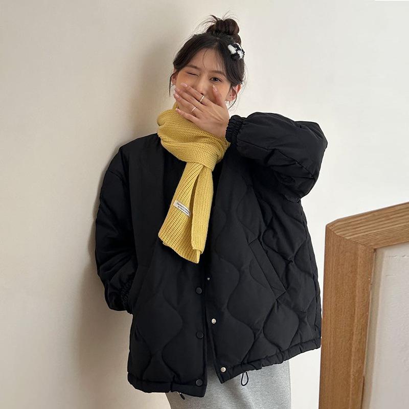 

Baseball collar down jacket women s short 2025 winter new gourd pattern warm small light white duck down jacket tide One Size чорний