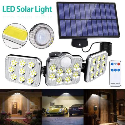 138LED Outdoor Solar Light 3 Head Motion Sensor 270 Wide Angle Illumination Waterproof Lights Wall Lamp for Garden Garage Street Lights