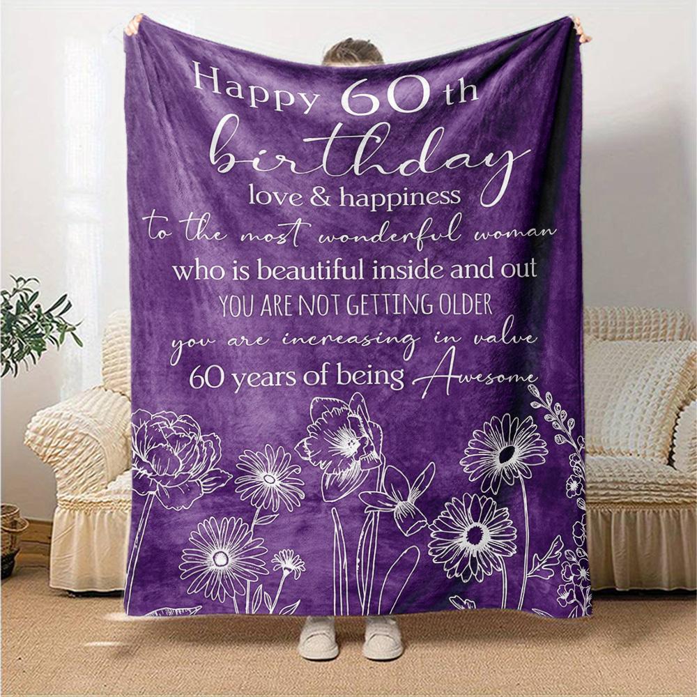 Happy 60Th Birthday Tree Multi-purpose Blanket Soft Warm Cozy Throw For Sofa Couch Office Bed Picnics for All Occasions Modern Style Accessory Y15