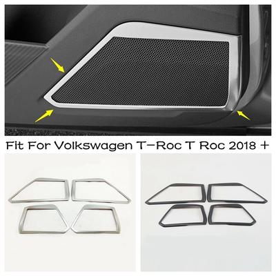 Car Inner Door Speaker Loudspeaker Horn Decorative Sequ Cover Trim For Volkswagen T-Roc T Roc 2018 - 2025 Metal Accessories