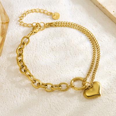 New European and American Style Gold Vintage Heart Bracelet for Women Ins Niche Design Fashion Minimalist Hand Accessories
