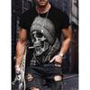 Trendy 3D Skull Printed T Shirt Man Luxury T-Shirt Summer Short Sleeve Clothing Punk Men's T-Shirts Round Neck Tops Men Clothes