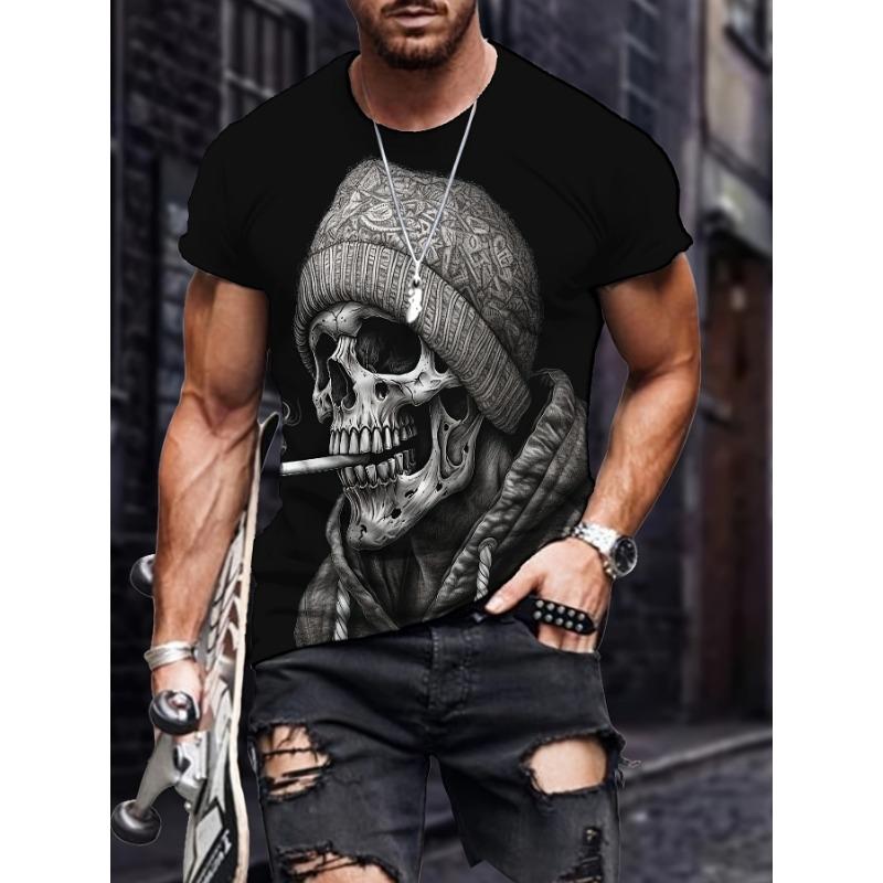 Trendy 3D Skull Printed T Shirt Man Luxury T-Shirt Summer Short Sleeve Clothing Punk Men's T-Shirts Round Neck Tops Men Clothes