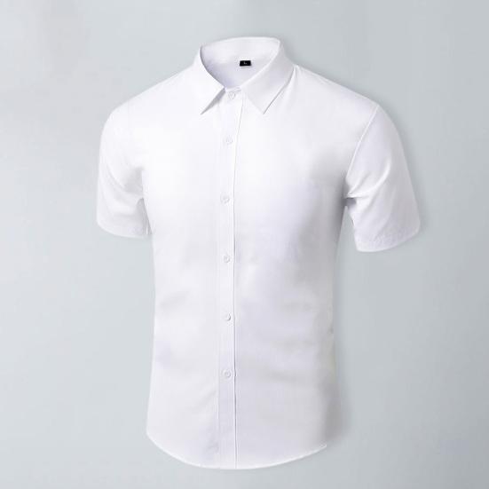 Cămașă pentru bărbați, mâneci scurte, guler răsturnat, cu un singur piept, costum casual de lucru, cămașă, haine de birou.