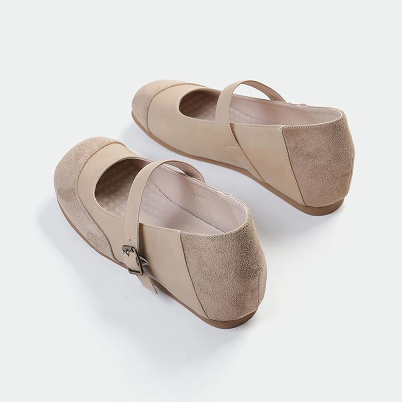 Small Size 3233 Inner Height Increase French Mary Jane Women's Shoes 2025 Spring and Autumn New One-word Buckle with Round Head Single Shoes Women