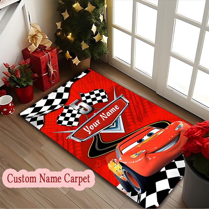 McQueen Area Rug, Customize Text Office Chair Sofa Carpet, Custom Name Floor Mat for Home and Living Spaces