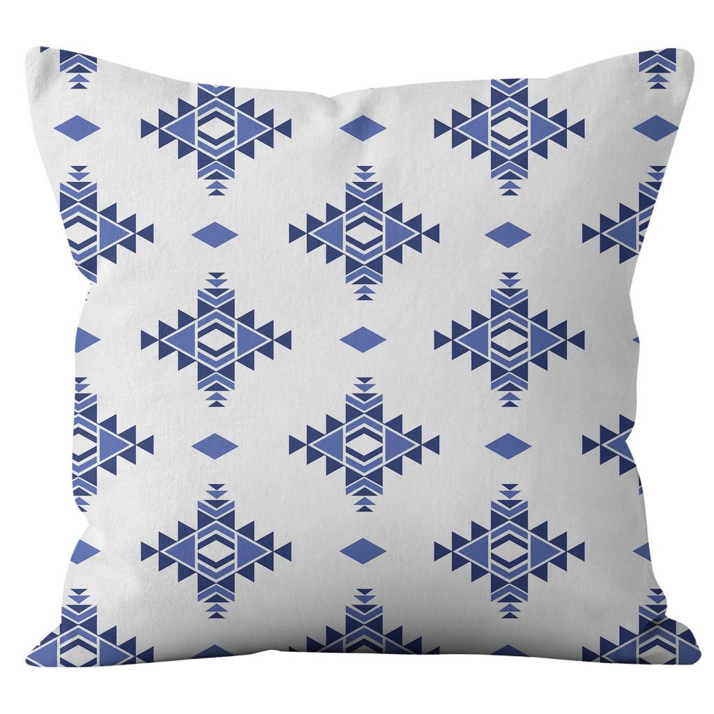Nordic Style Blue and White Geometric High-end Pattern Pillow Cover Simple and Fashionable Home Sofa Cushion Cover Pillow Cover