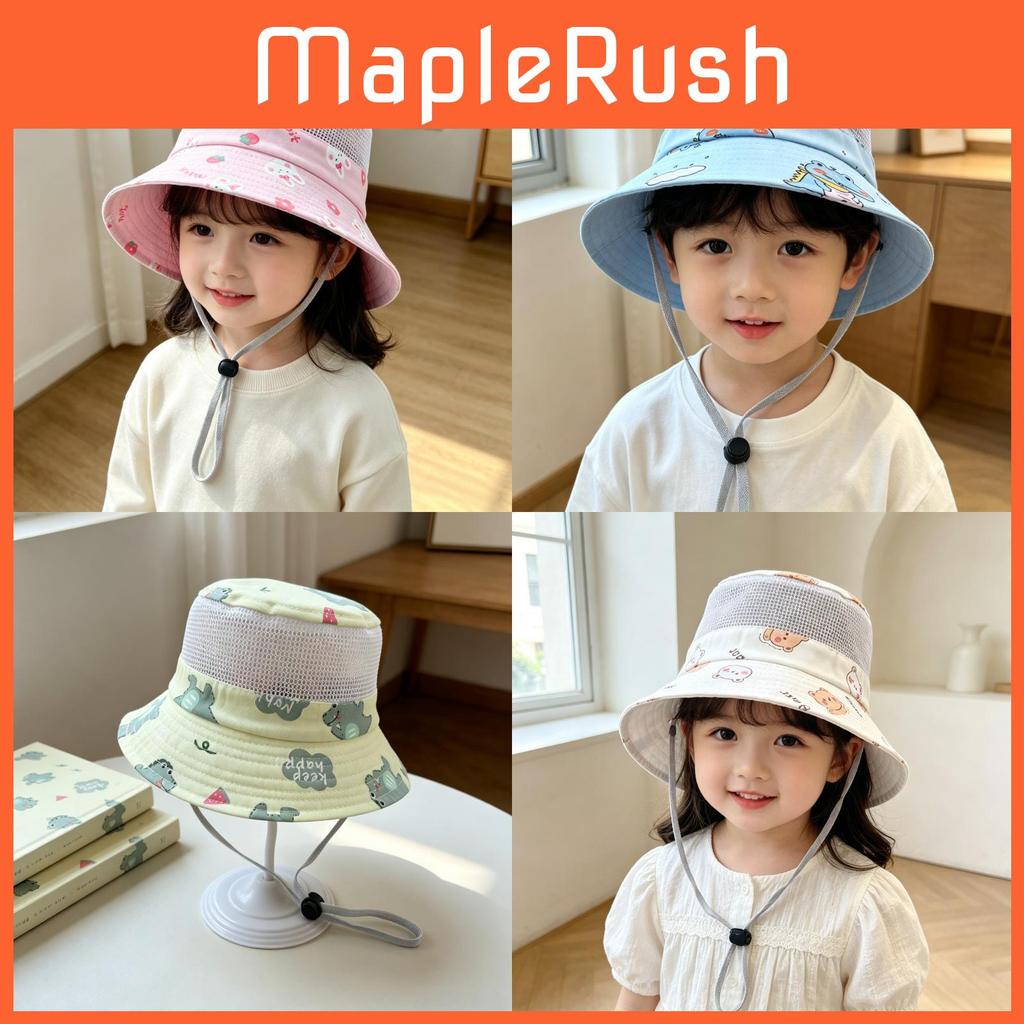 Cartoon Kids Summer Sun Protection Fisherman Hat Breathable Cotton For Boys And Girls