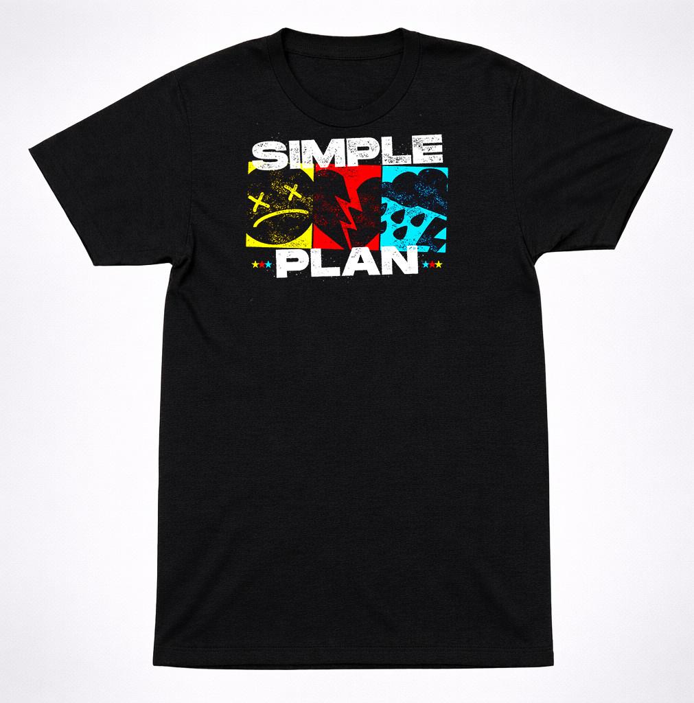 Simple Plan Sad Face Heart Weather T-Shirt Pop Punk Emo Rock Band Tee S разноцветный