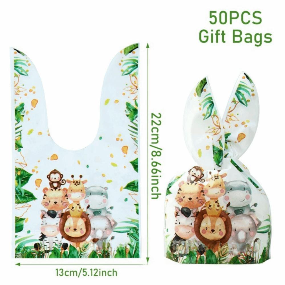 

50Pcs Plastic Cookie Candy Bags Carton Snack Packing Supplies Creative Rabbit Ear Bags Easter Party 3