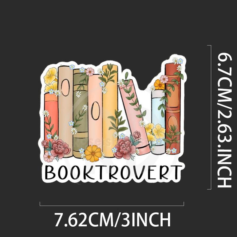 Booktrovert Sticker, Book Worm,Water Bottle Sticker, Book Lover Gift, Cute, Introvert Stickers Durable for Laptop, Car, Luggage, Skateboard