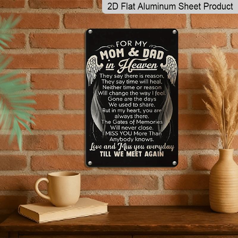 2D Flat Memorial for Mom & Dad for Remembering Loved Ones - Suitable for Memorial Day Aluminium Sign Wall Art for Home, Yard, Backyard, Patio & Porch