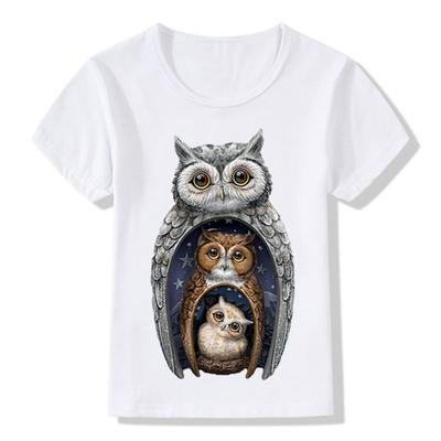 Cartoon Owl Baby Girls Short Sleeve T-Shirt Tops