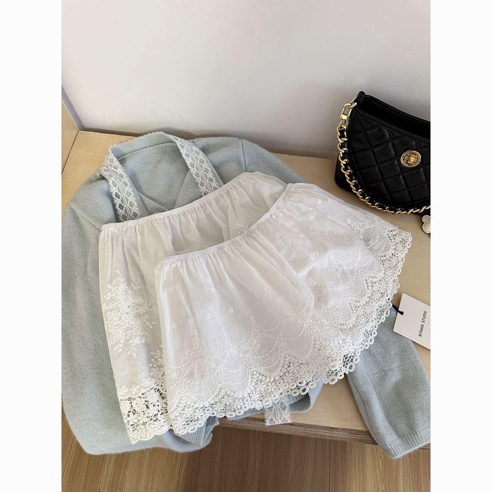 Layered Hoodie with Lace Trim Skirt and Sweater Pants for Women
