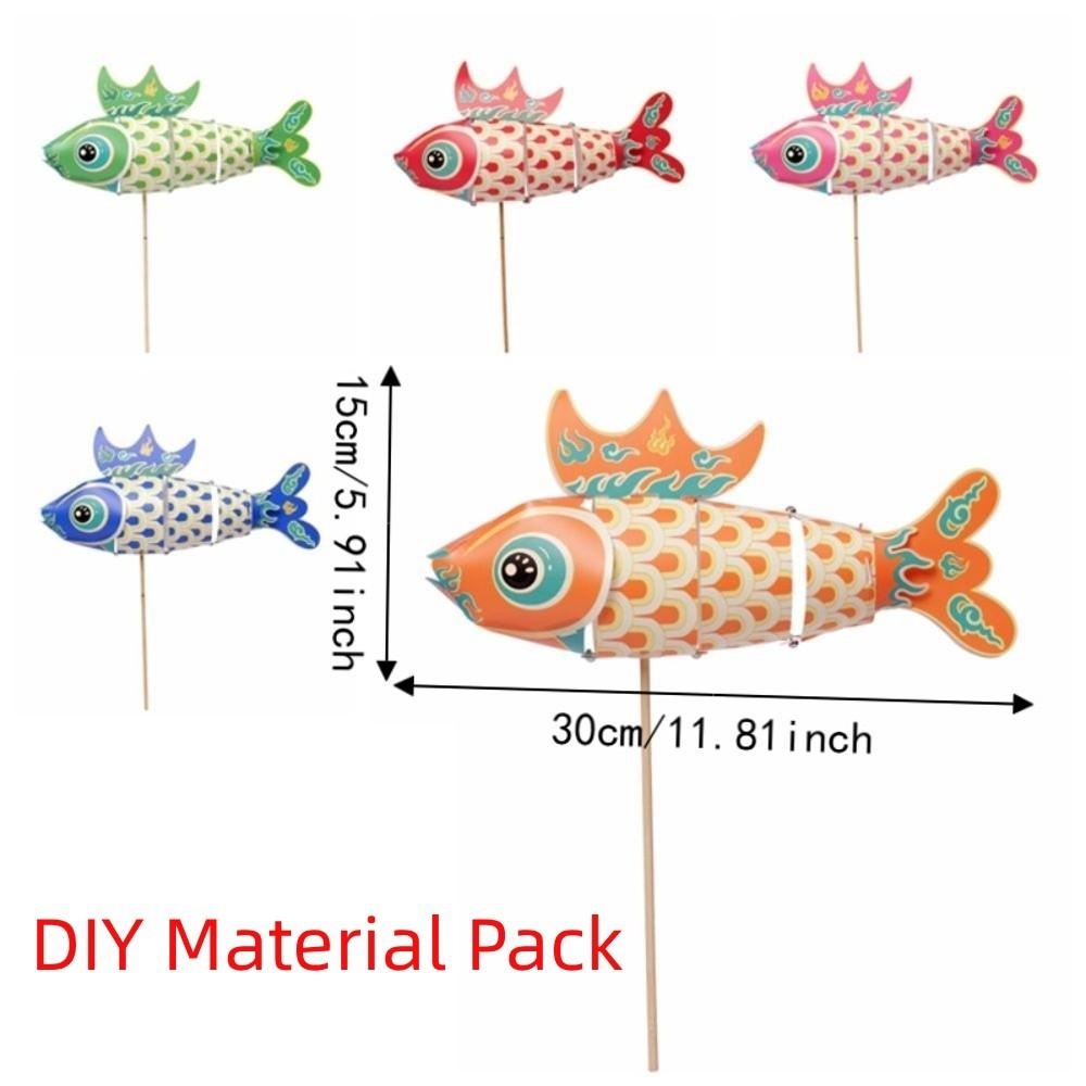 Handmade Chinese Fish Lantern Glowing Cartoon Lunar New Year Lamp Colorful Portable LED Fish Light Kit Festival