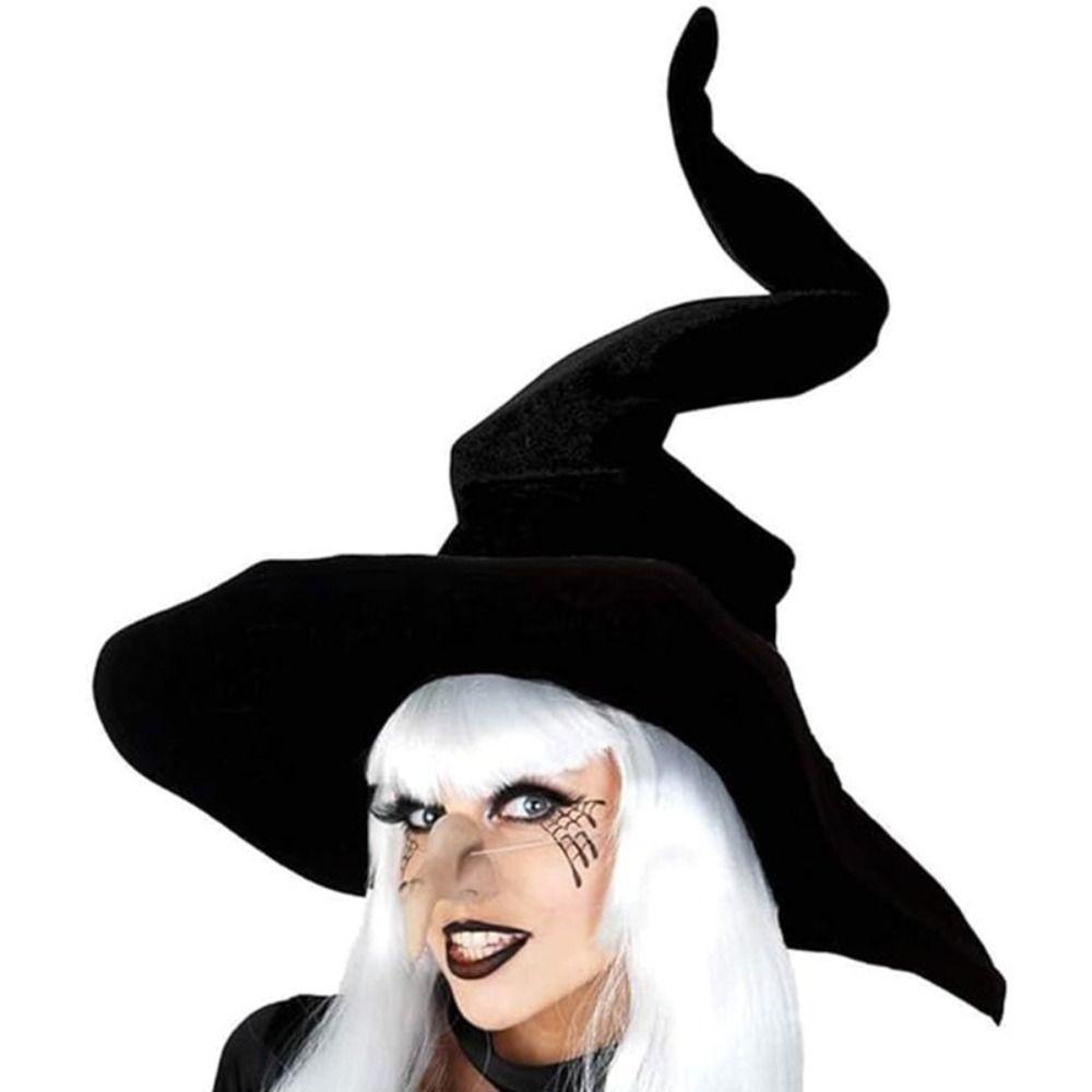 Folds Halloween Witch Hat Headgear Large Ruched Witch Hat Festivals Wizard Black Hat  Men