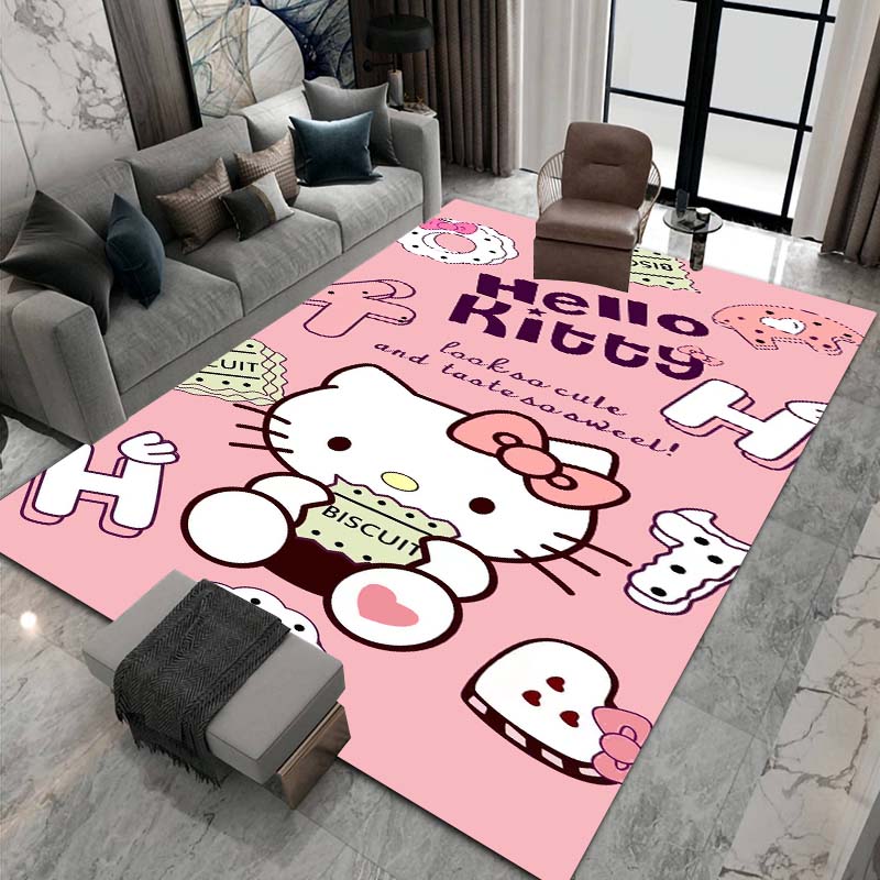 3DHello Kitty Cartoon Character Non-slip Rug for Living Room, Suitable for Bedrooms, Playrooms, Sofas, Home Decor Doormats.6
