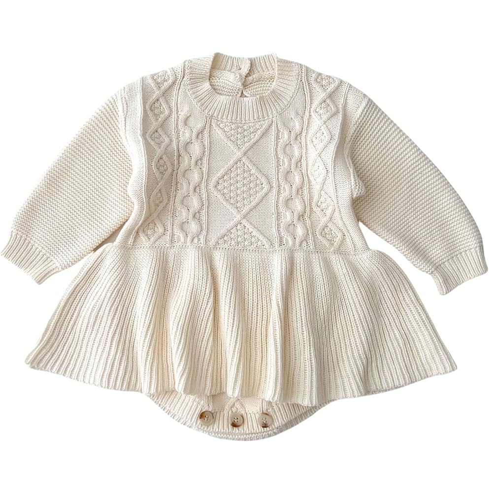 VNGOLERRY Baby Knitted Romper with Sweater and Perfect for and Cotton Coveralls for Sizes and 90cm Girls' Skirt, Spring, Autumn, Winter, Toddlers, 70,