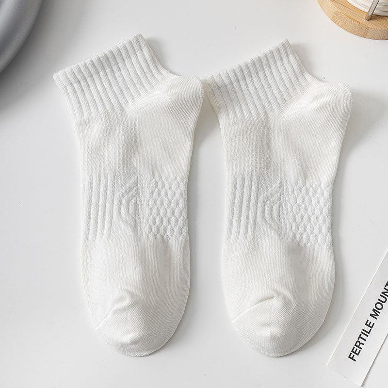 Men's Spring and Summer Simple Pure Color Sports Sweat Absorbent Mesh Breathable Massage Bottom Short Tube Cotton Socks