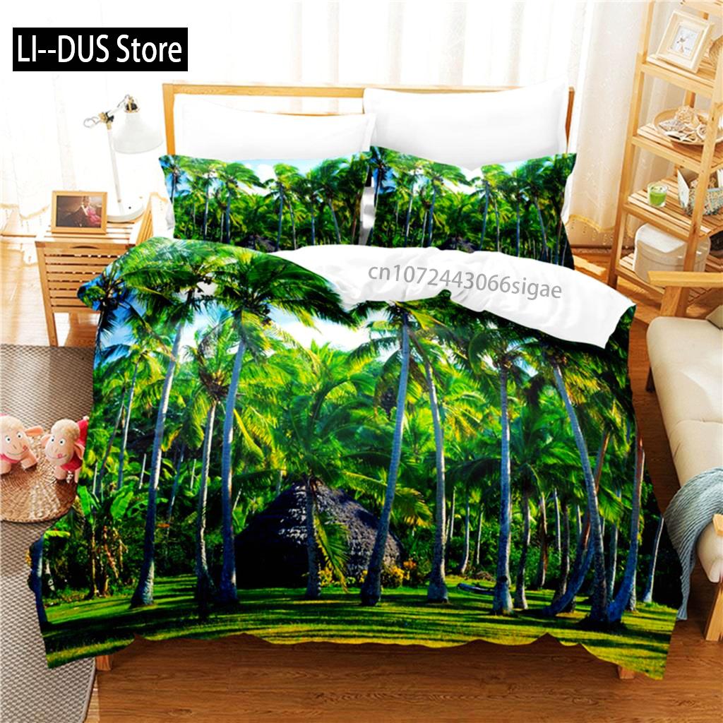 Coconut Tree Beach Bedding Set Duvet Cover Set 3d Bedding Digital Printing Queen Size Bedding Set Fashion Design