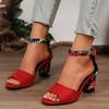 Nuove Scarpe da Donna con Tacco Grosso di Grandi Dimensioni con Fibbie e Sandali con Tacco Alto