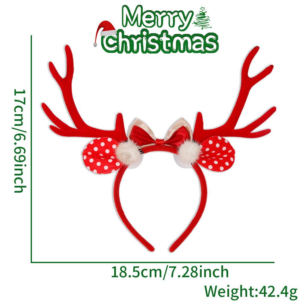 Decorative Christmas Antler Headband With Adorable Bow In Red And Brown For Holiday Spirit