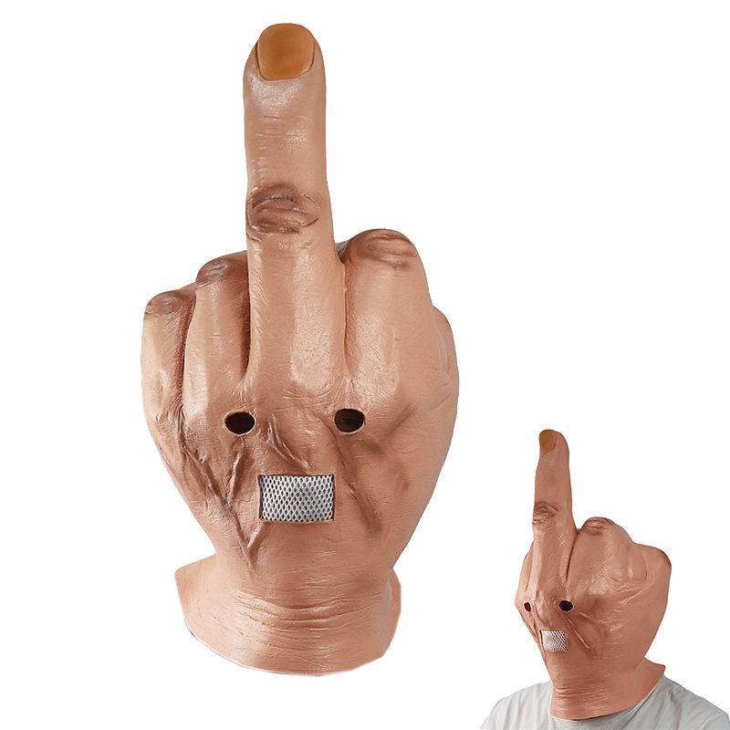 Finger Middle Scary Halloween Mask Latex Full Head Costume Party Prop Cosplay