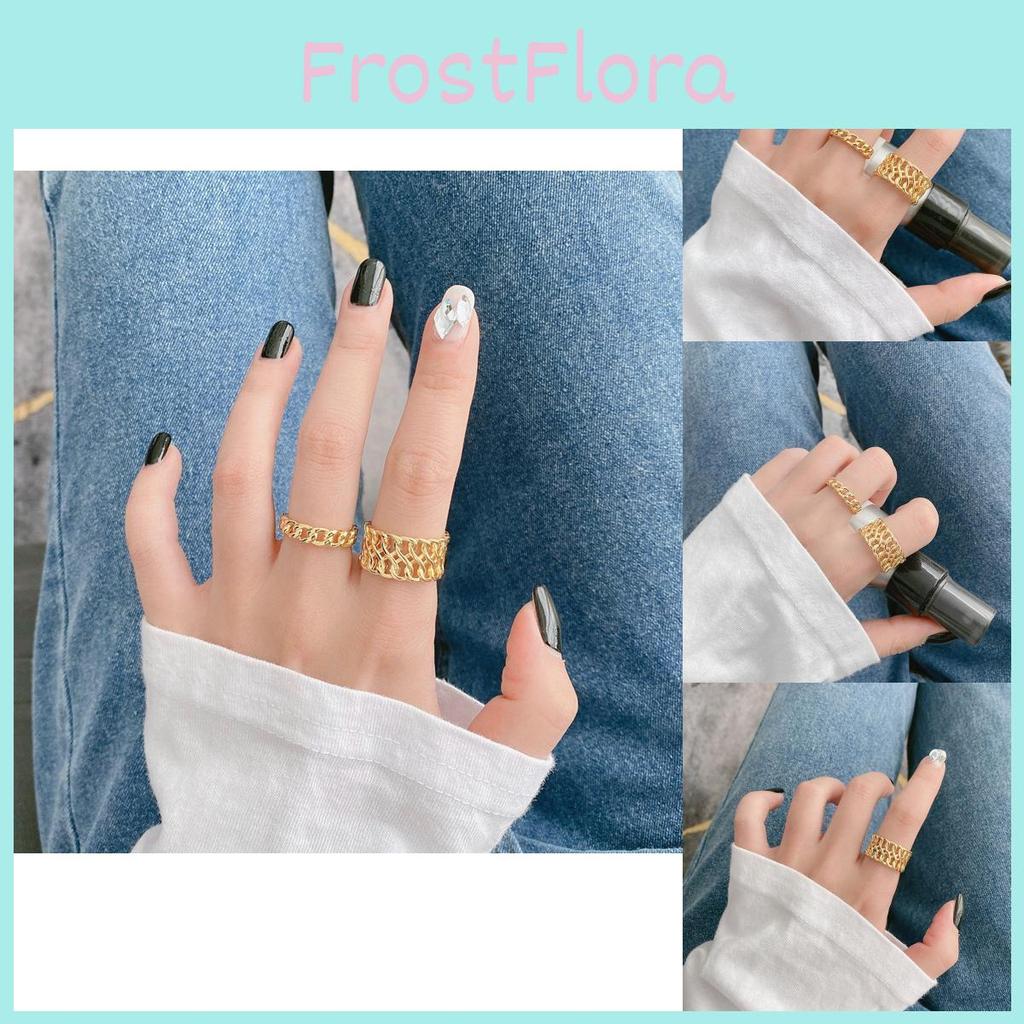 Elegant 925 Sterling Silver Ring For Women Stylish Gold Chain Open Adjustable Band