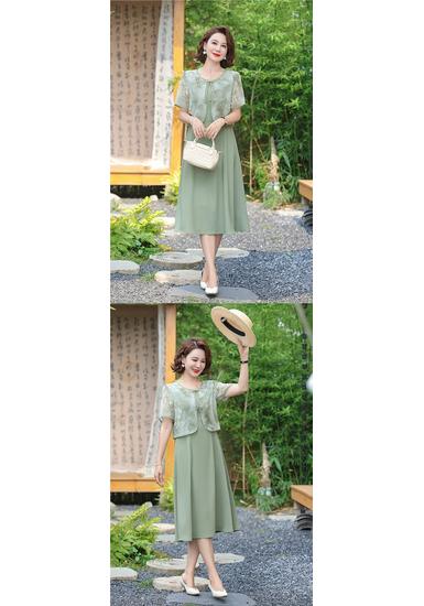 Elegant Chiffon Summer Dress for Middle-Aged & Elderly Women - Short Sleeve Long Skirt (2026 Edition)