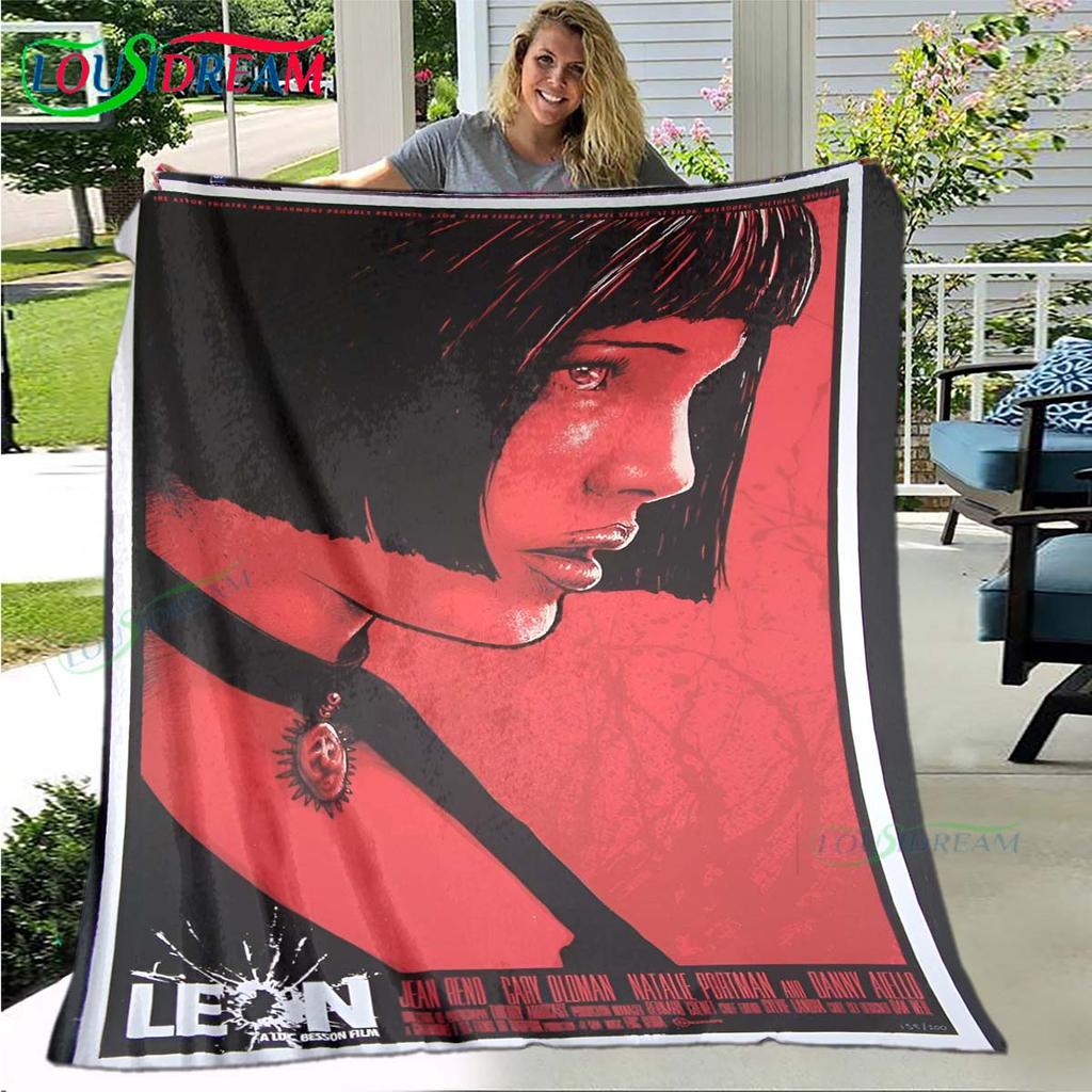 Hot Famous Movies Leon Jean Pattern Blanket Flannel Thin Blanket Portable Home Travel Office Lunch Break Blanket Birthday Gift