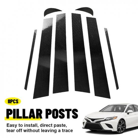 8X Carbon Fiber Window Pillar Post Trim For 2018  20 21-2024 Toyota Camry EV