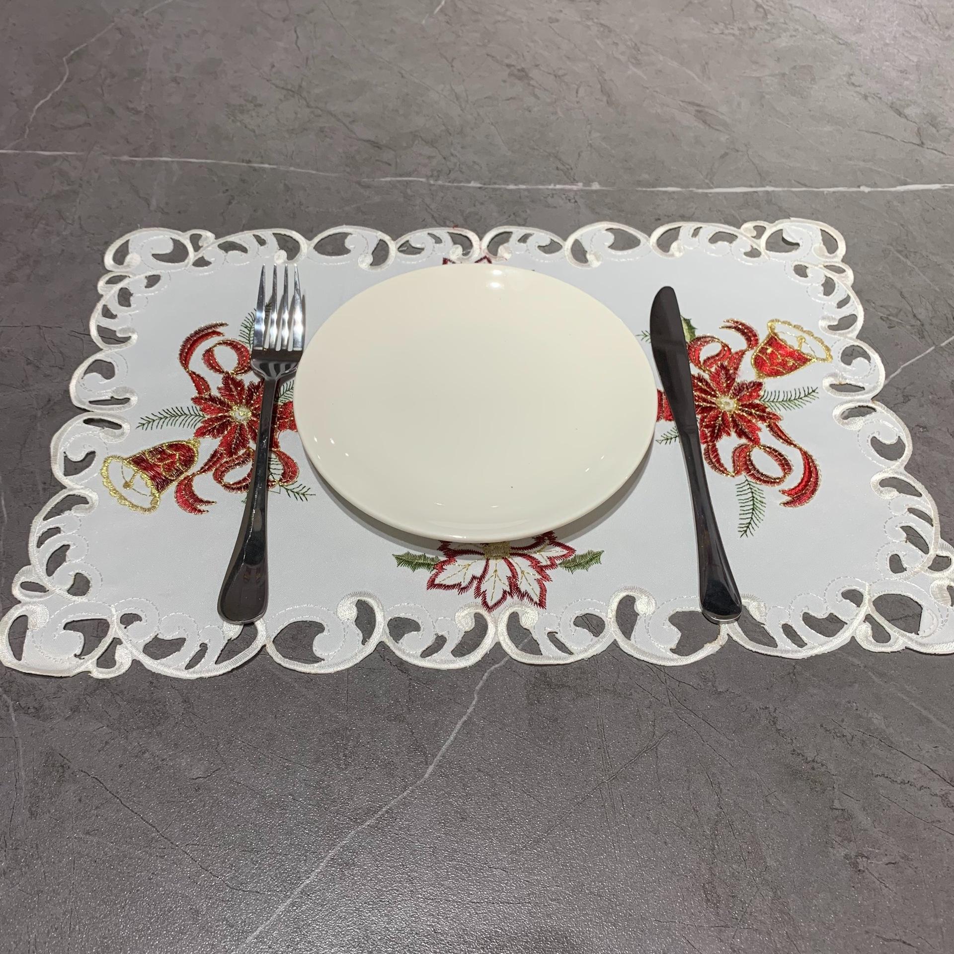 New European-style placemat, Western-style placemat, Christmas party decoration, embroidery fabric plate mat, thermal insulation mat 28x43 белый