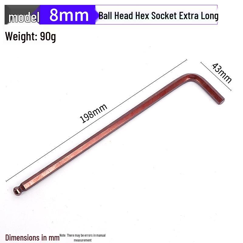 Antik Bronze Rot Extra Lang L-förmiger Kugelkopf S2 Sechskantschlüssel Gehärteter Sechskantschlüssel