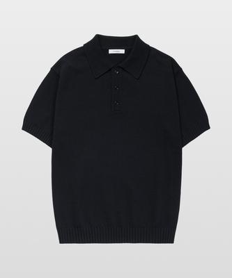 MANNERGRAM 100% Soft Cotton 3-Ply Polo Short Sleeve Knit Black