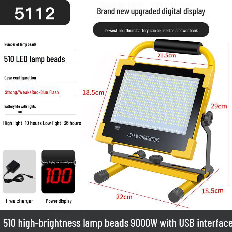 Rechargeable Super Bright Floodlight for Emergency, Construction, and Outdoor Use
