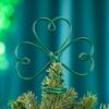 St. Patrick's Day Wire Shamrock Tree Topper Iron Metal Mini Small Tree Topper for St Patrick's Day Holiday Party Ornament Home Decoration