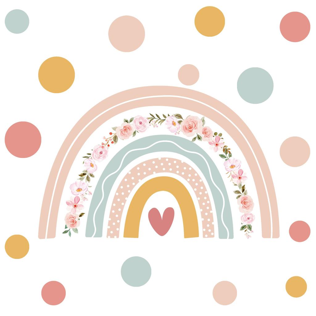 Bohemian Large Rainbow Watercolor Wall Sticker Vinyl DIY Removable Wall Decals Nursery Girls Room Playroom Home Decor
